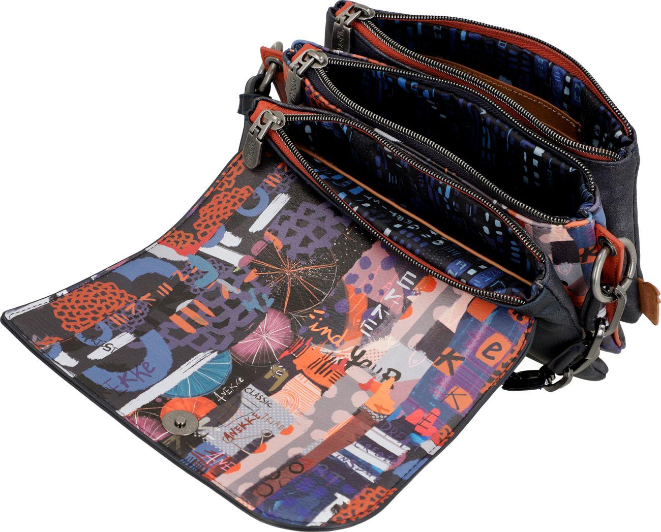 dreigeteilte Überschlagtasche dunkelbunt bestickt Anekke Contemporary