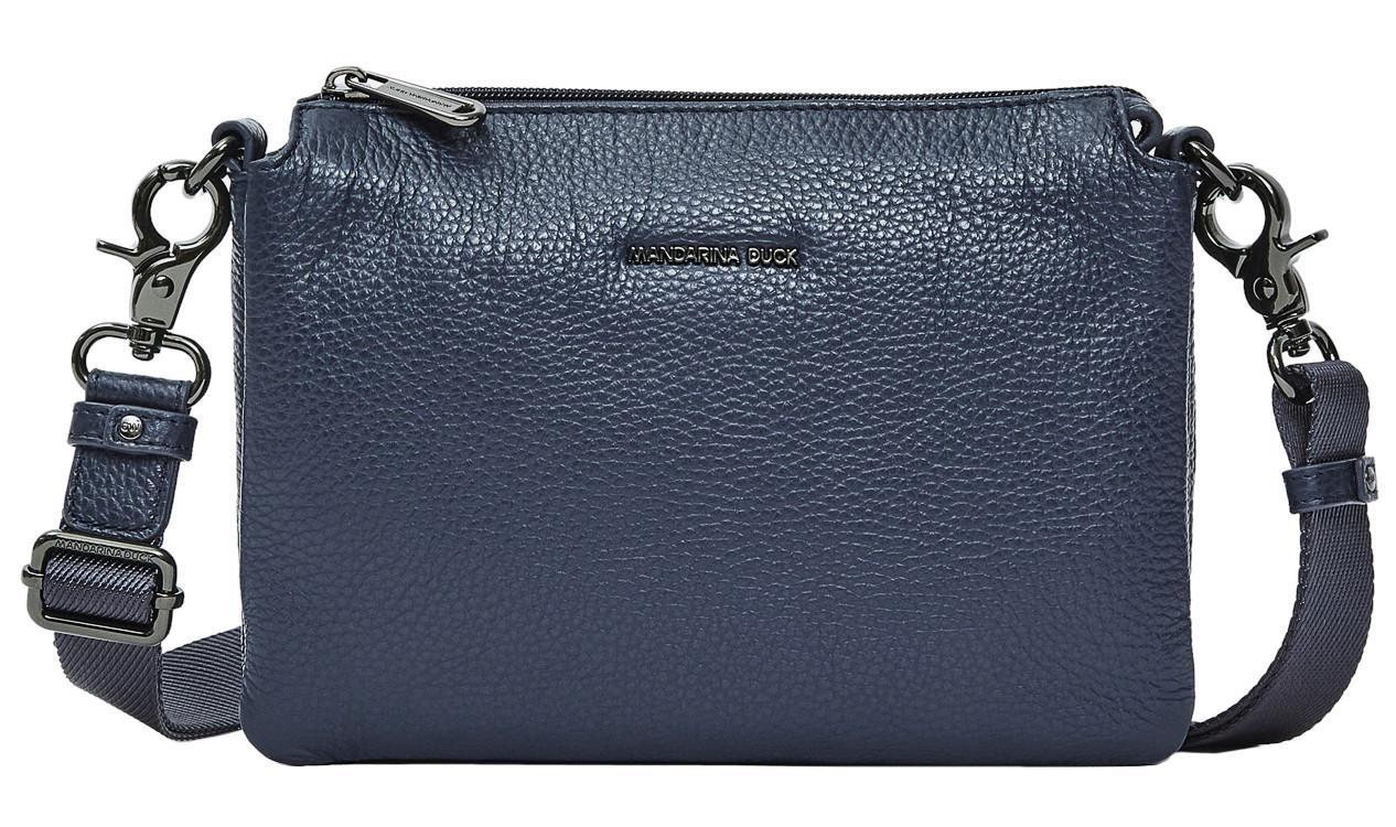 dreigeteilte Umhängetasche Crossover Dress Blue Mellow Leather Mandarina Duck