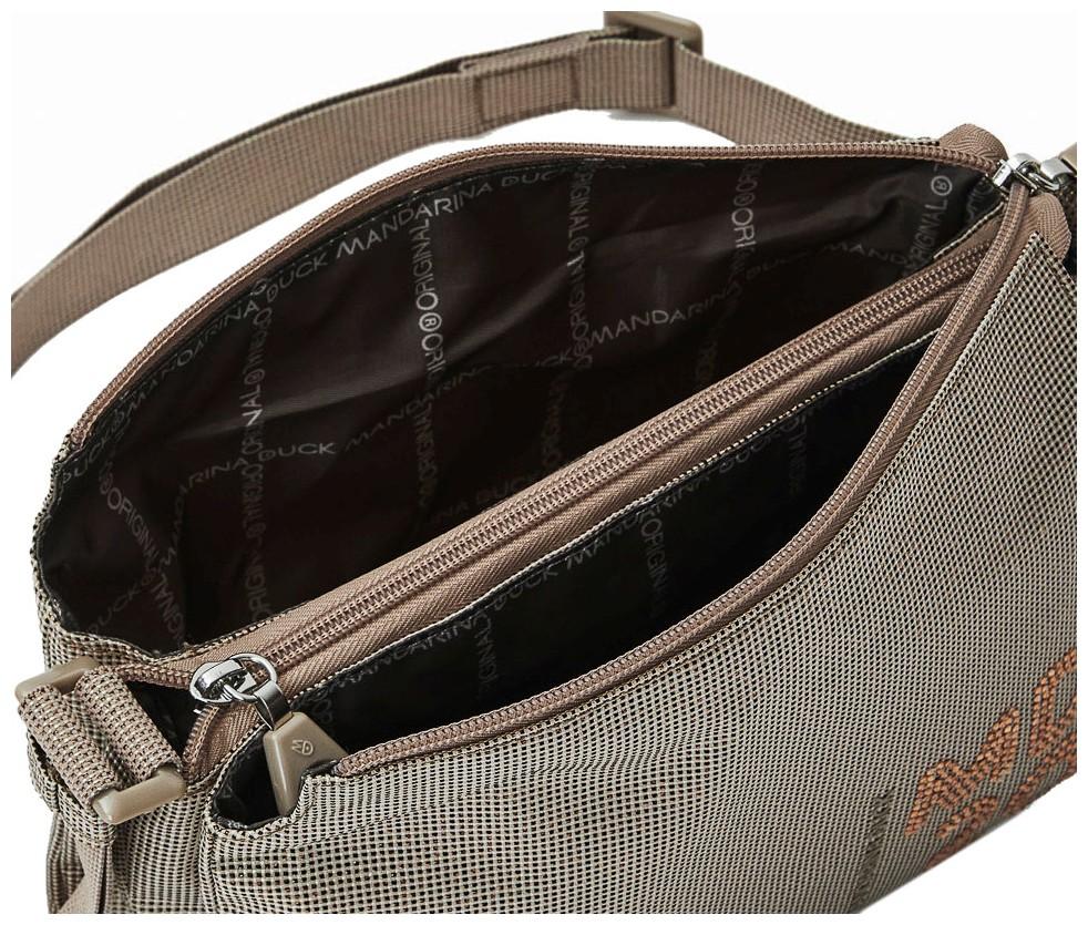 dreigeteilte Umhängetasche Mandarina Duck MD20 Lux Pochette Astro Glitzer Beige