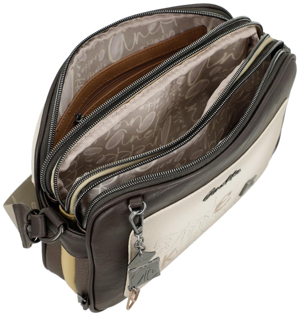 dreigeteilte Umhängetasche braun beige Anekke Muse Bloom 