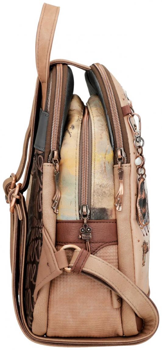 dreigeteilter Rucksack Anekke Hollywood Glitzer beige Strass