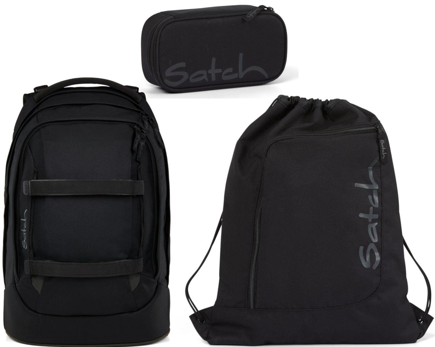 dreiteiliges Schülerset schwarz Satch Pack Gymbag Pencil Box Blackjack