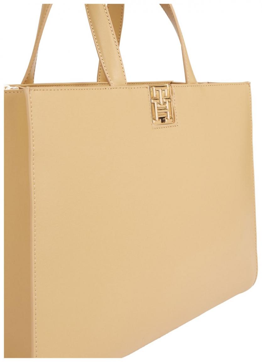 dunkelbeige große Kurzgrifftasche Reset Tommy Hilfiger