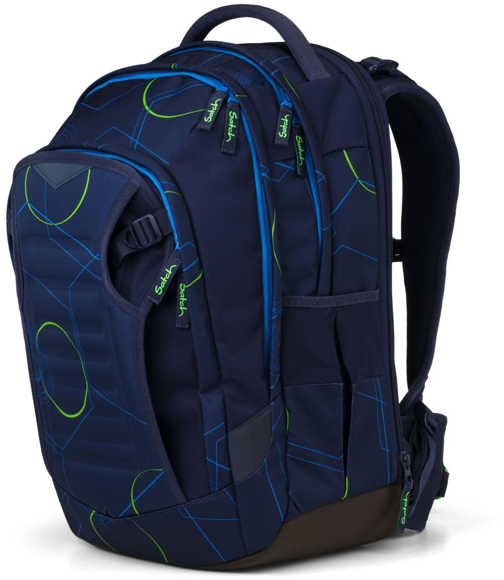 dunkelblaue Büchertasche grafischer Print Satch match Plus Blue Tech