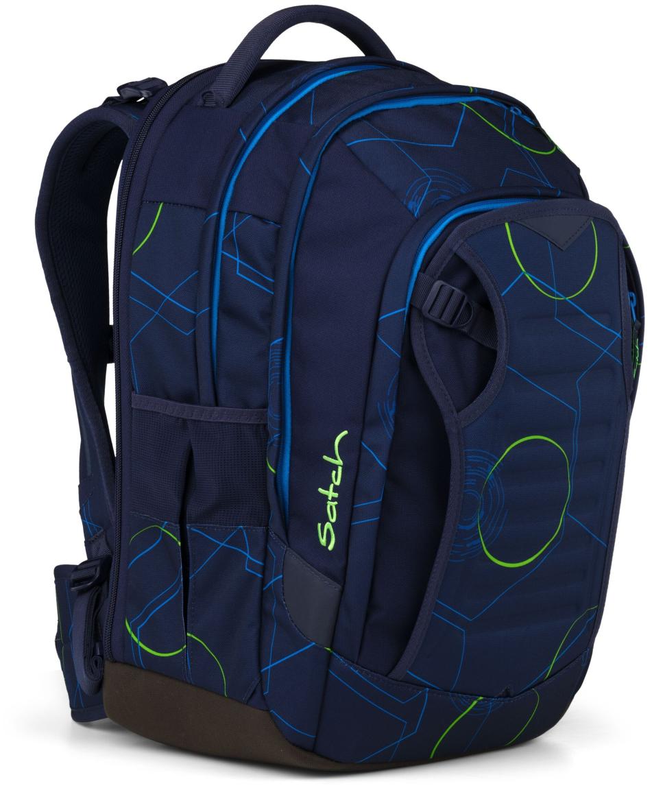 dunkelblaue Büchertasche grafischer Print Satch match Plus Blue Tech