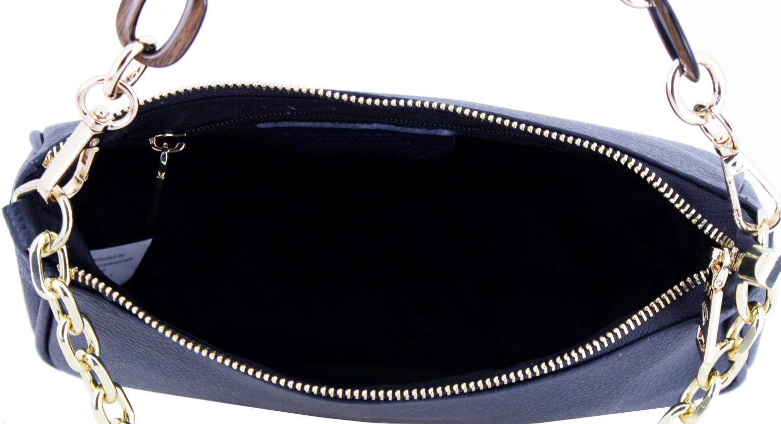 dunkelblaue Caleidos Crossovertasche Chain Leder 