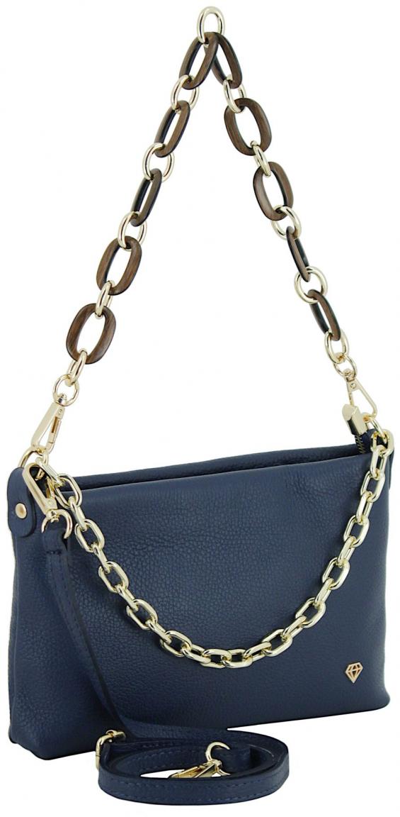 dunkelblaue Handtasche Leder Caleidos Kettenriemen