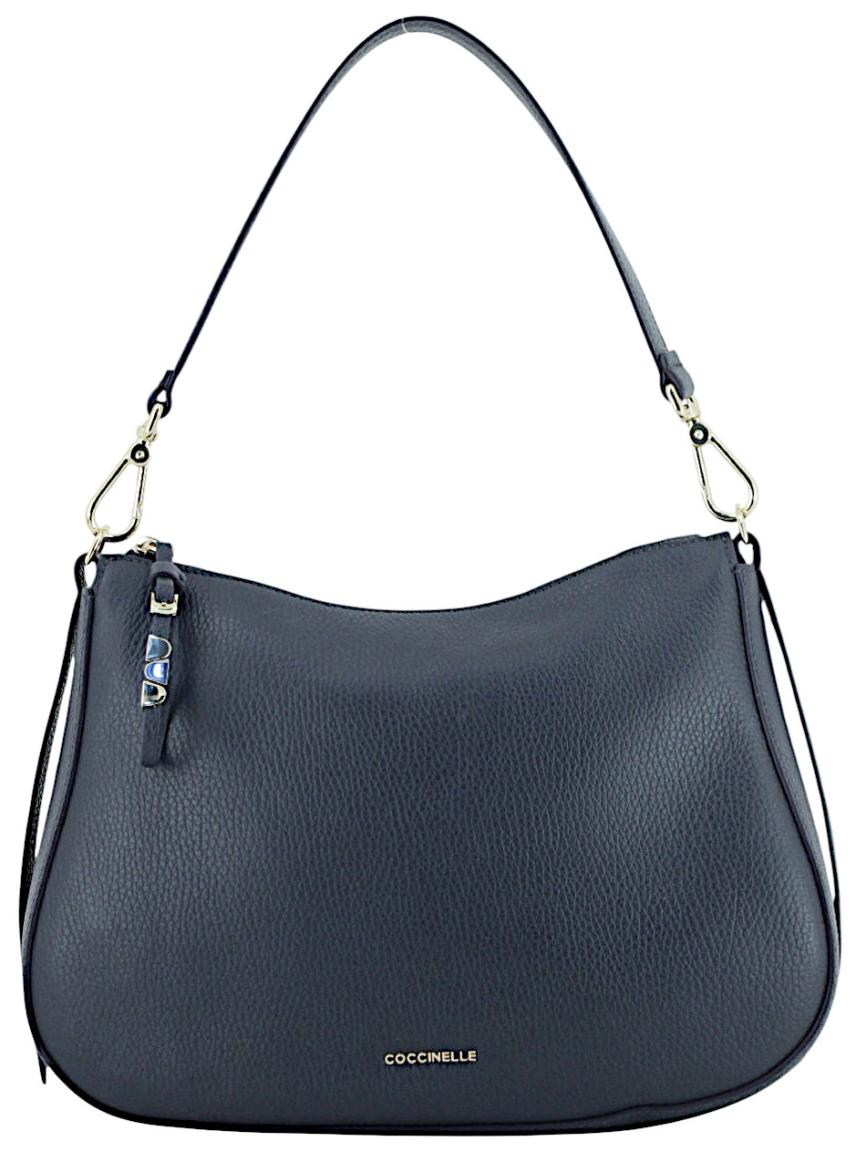 dunkelblaue Hobotasche Coccinelle genarbt Leder Midnight Blue Nory Medium