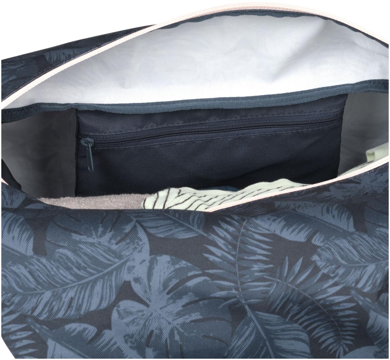 dunkelblaue Trainingstasche Blätterprint rosa Satch Duffle Bag Midnight Jungle