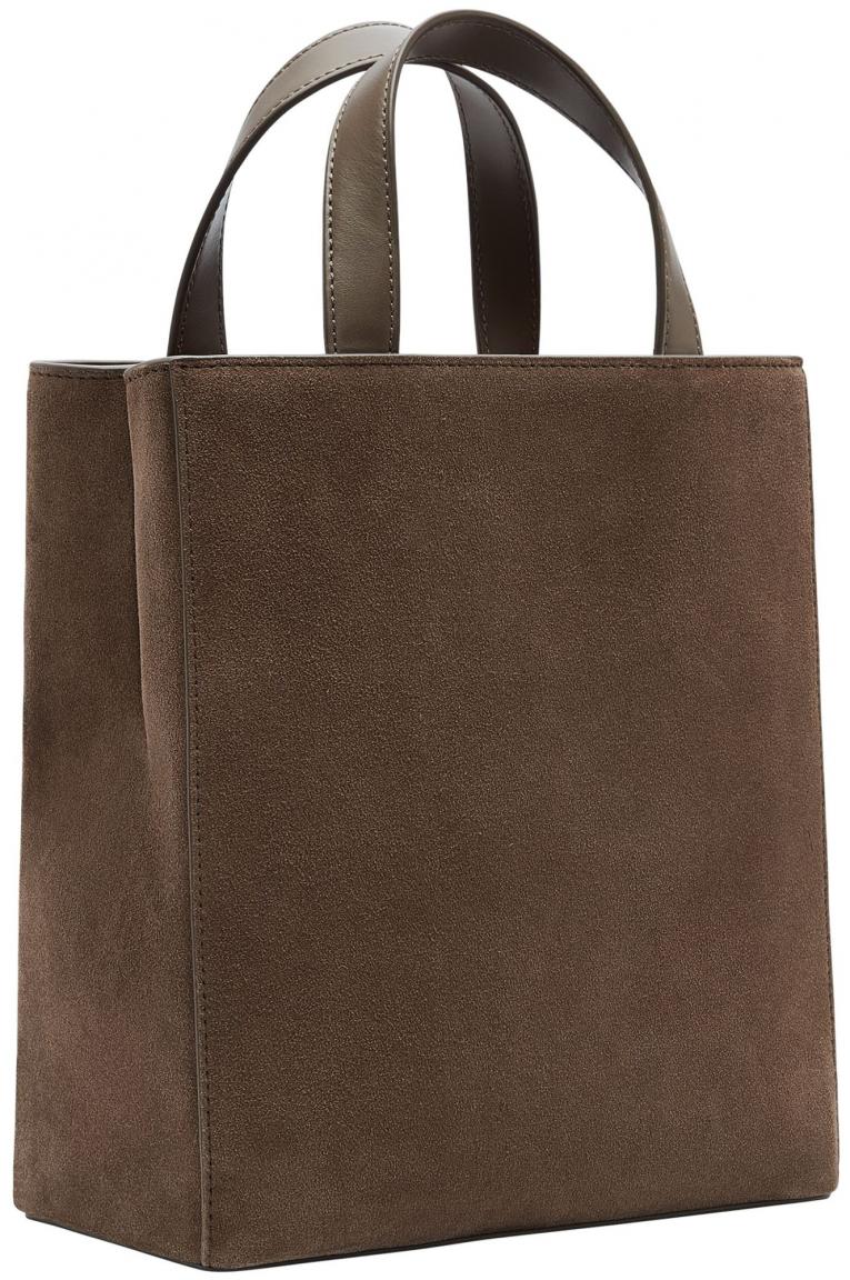 dunkelbraune Handtasche Veloursleder Liebeskind Paper Bag Tote S Choco Nips