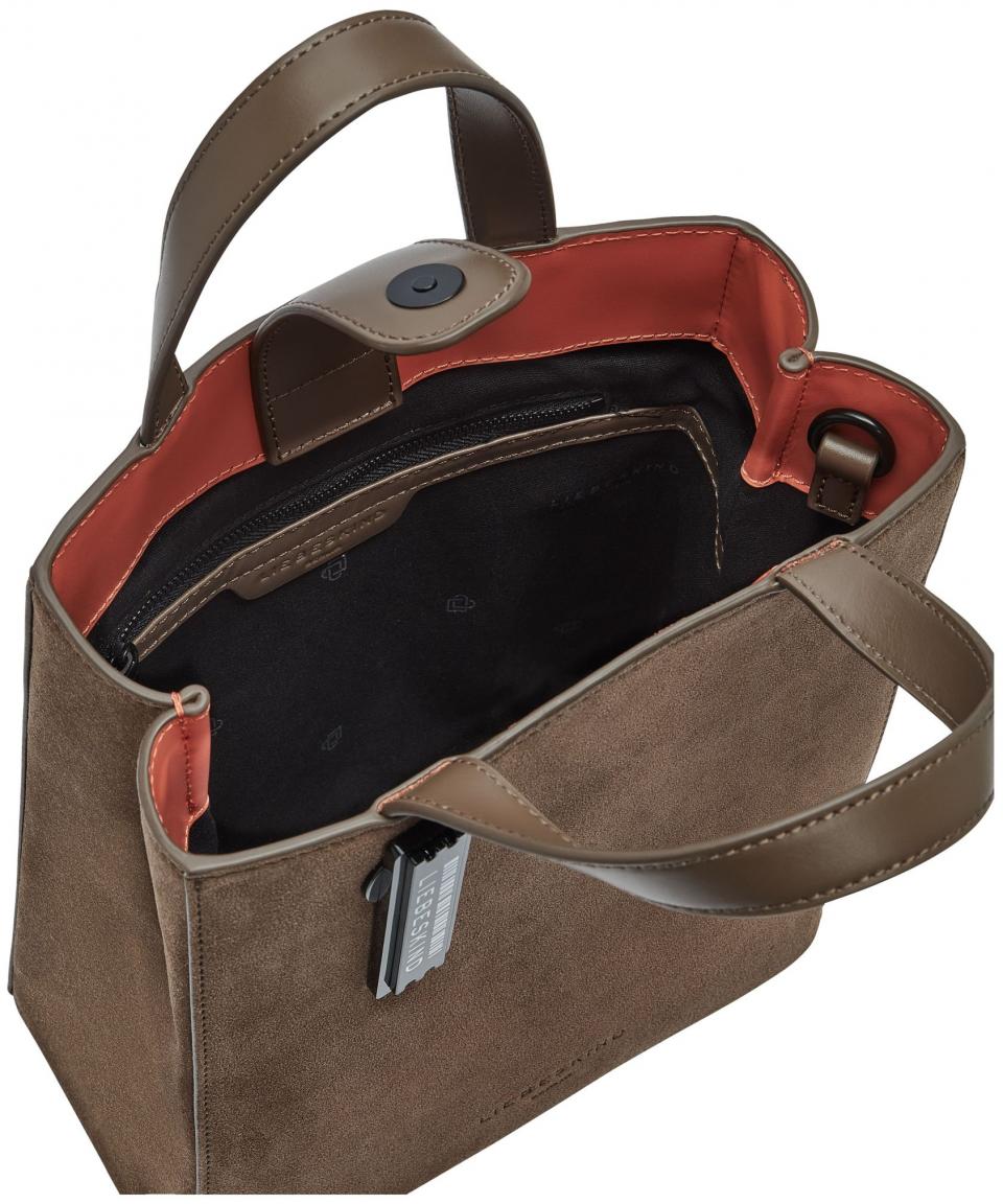 dunkelbraune Handtasche Veloursleder Liebeskind Paper Bag Tote S Choco Nips