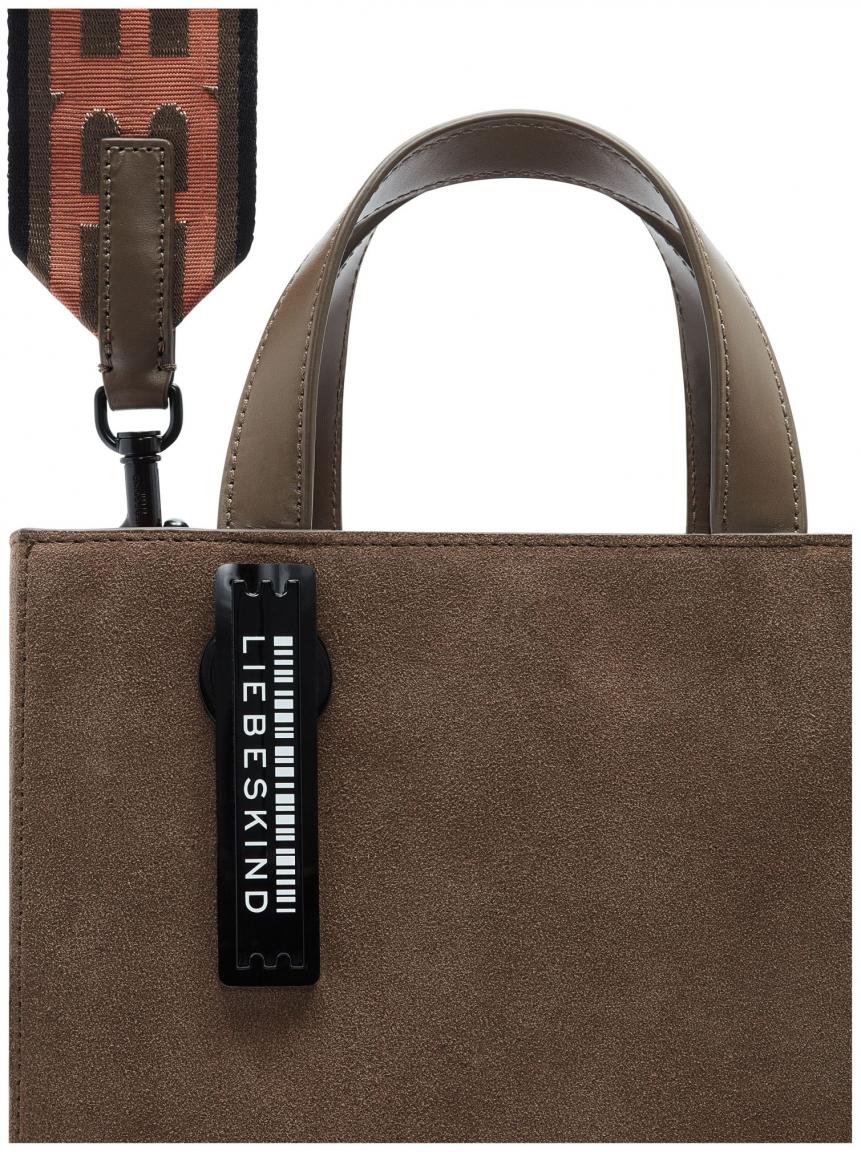 dunkelbraune Handtasche Veloursleder Liebeskind Paper Bag Tote S Choco Nips