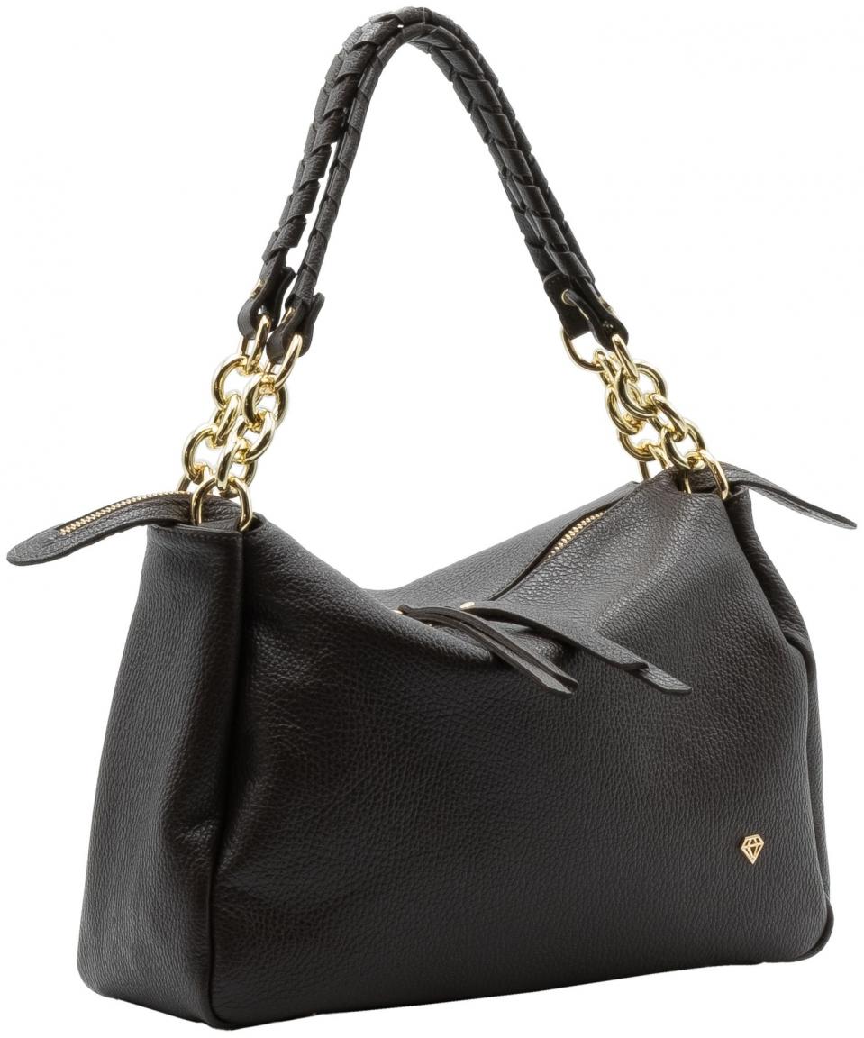 dunkelbraune Ledertasche mit Kettendetail CALEIDOS Italien
