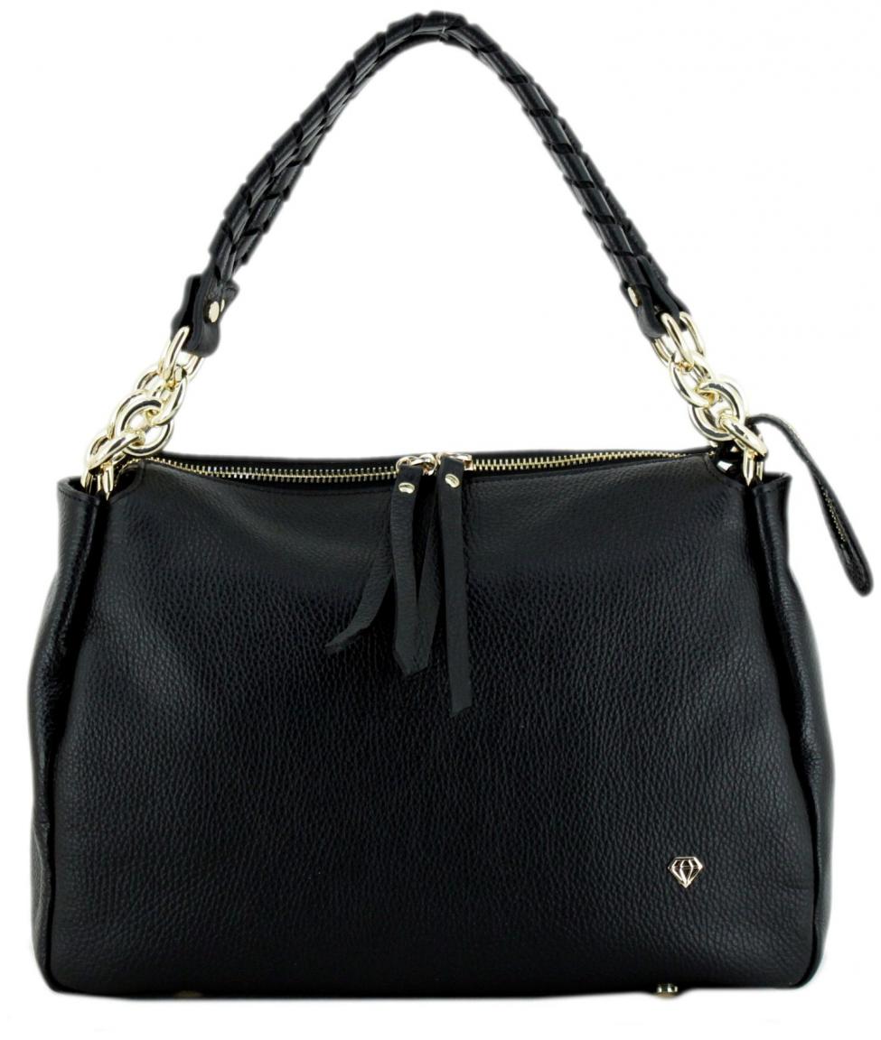 dunkelbraune Ledertasche mit Kettendetail CALEIDOS Italien