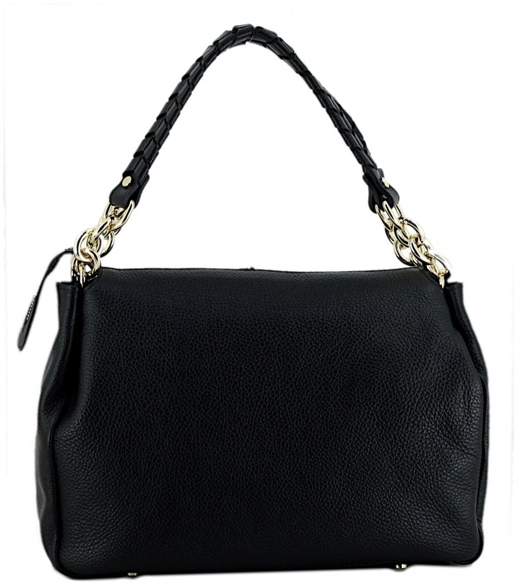 dunkelbraune Ledertasche mit Kettendetail CALEIDOS Italien