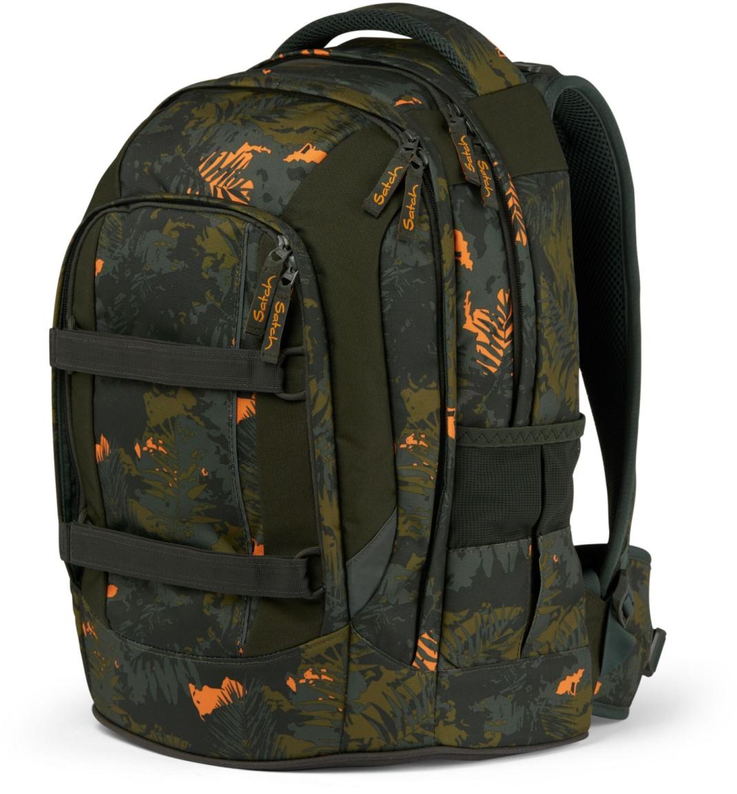 dunkelgrüner Schulrucksack Dschungelprint Jurassic Jungle Satch pack