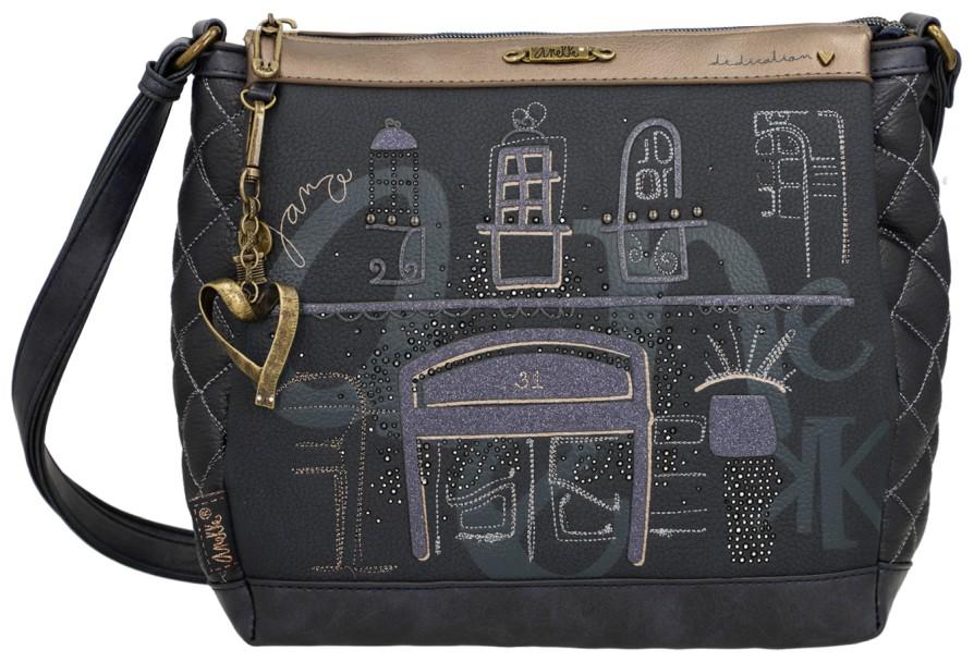 dunkleblaue Crossovertasche Anekke Boutique Ziernieten Strass