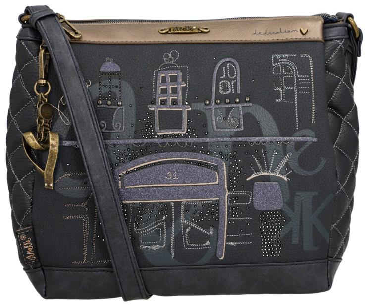 dunkleblaue Crossovertasche Anekke Boutique Ziernieten Strass