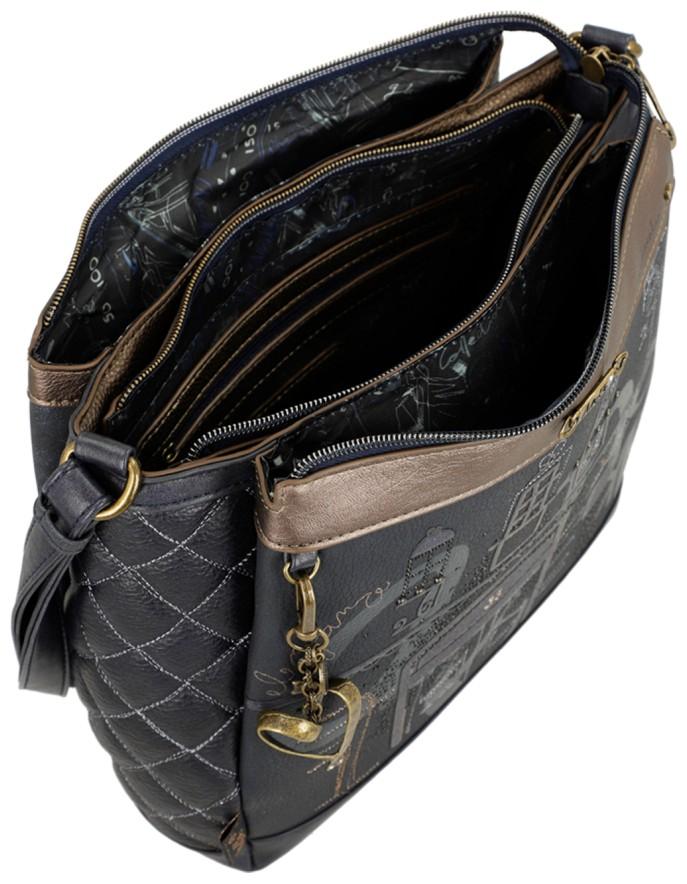 dunkleblaue Crossovertasche Anekke Boutique Ziernieten Strass