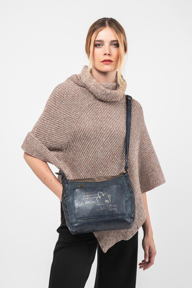 dunkleblaue Crossovertasche Anekke Boutique Ziernieten Strass