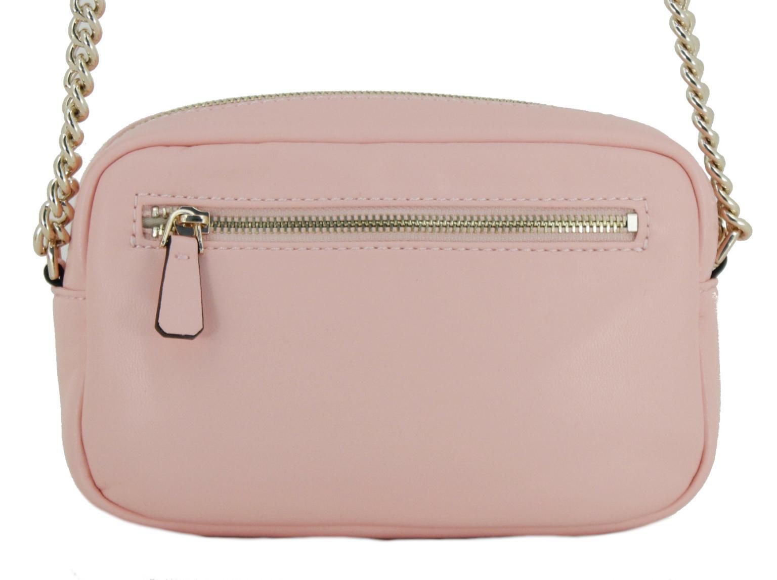 edle Crossovertasche mit Kette Sharma Guess leicht wattiert Peach Rosa