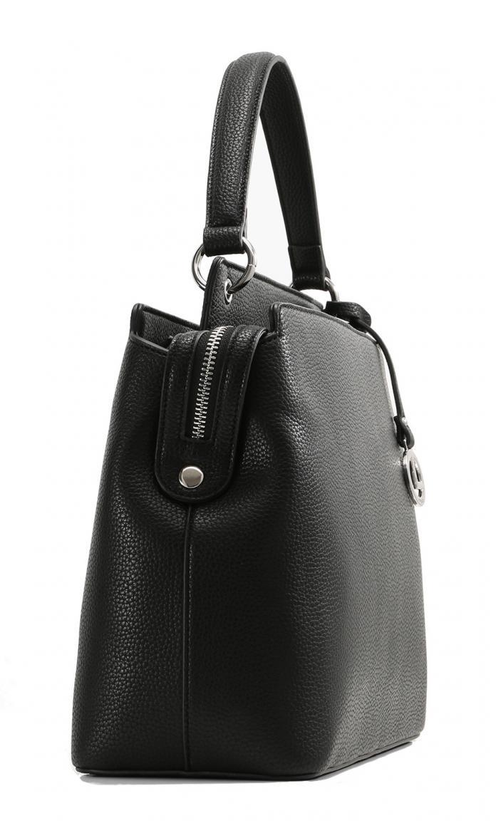 elegante Damen Kurzhenkeltasche Fabienne L.Credi zweigeteilt schwarz