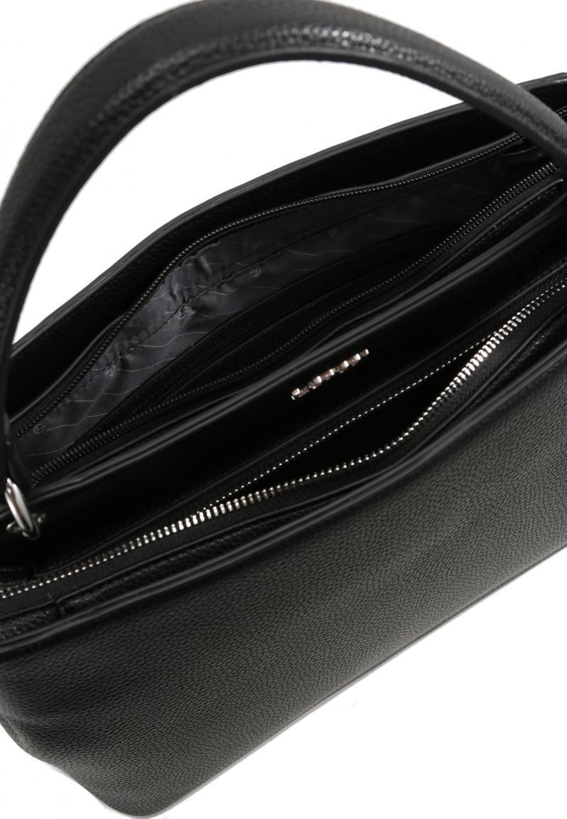 elegante Damen Kurzhenkeltasche Fabienne L.Credi zweigeteilt schwarz