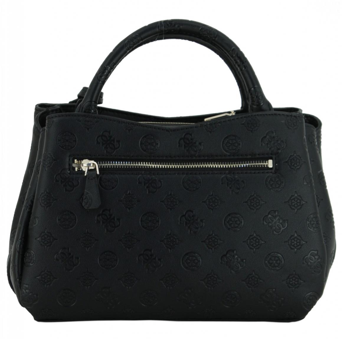 elegante Kurzgrifftasche Guess Phoebe Girlfriend Satchel schwarz Peonyprägung