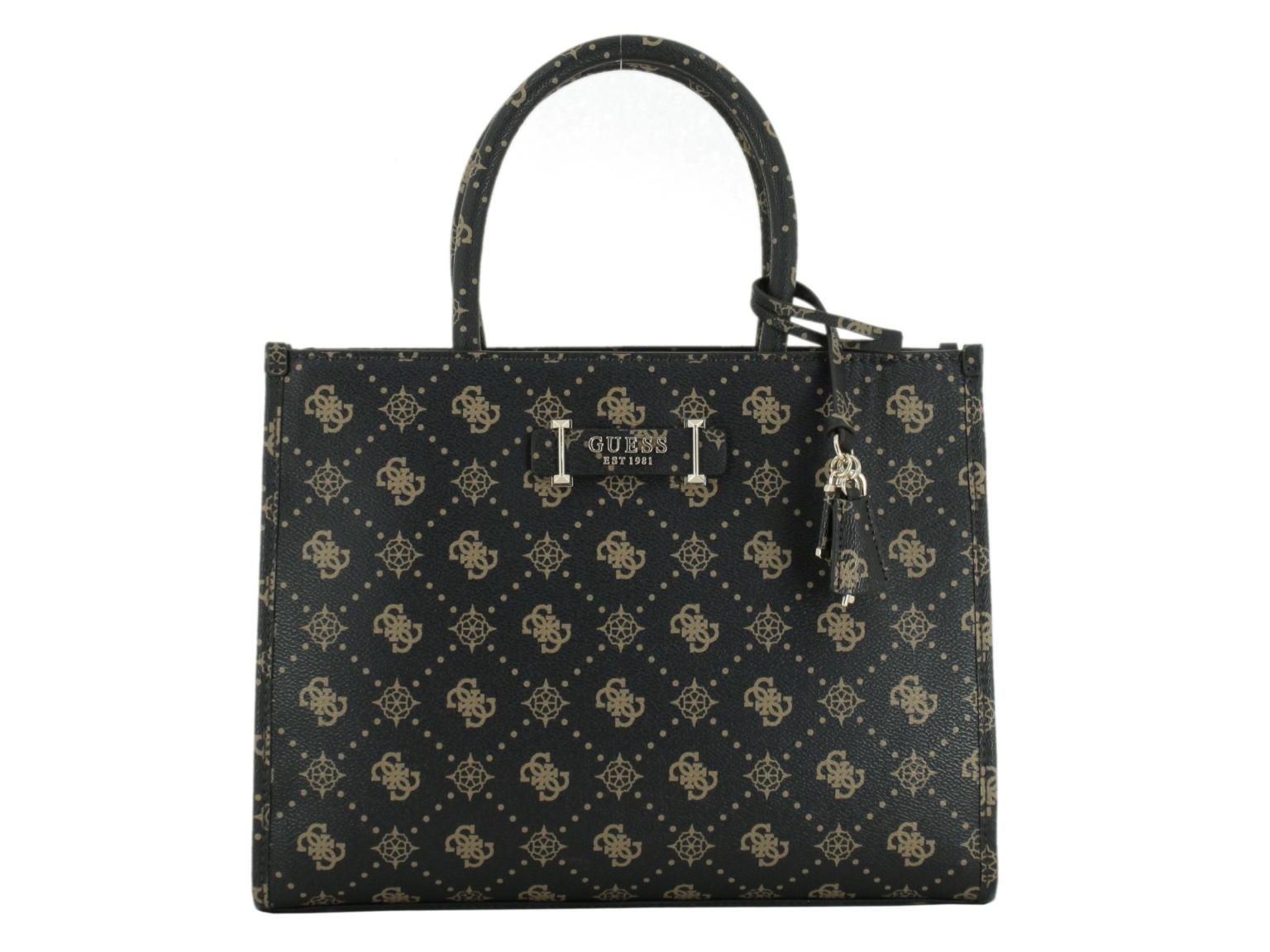 elegante Kurzgrifftasche Satchel Silia Aspresso Logo dunkelbraun