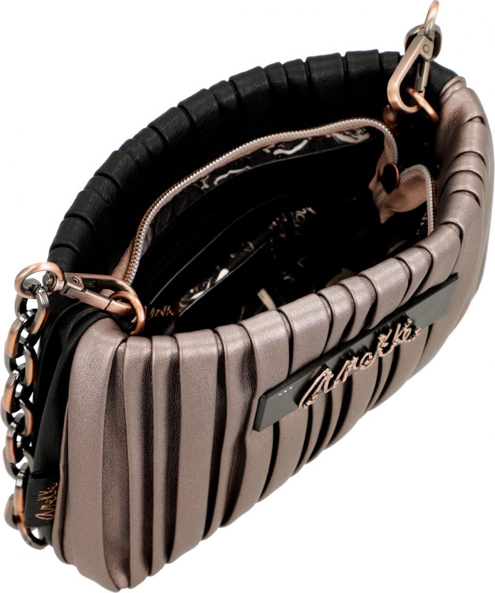 elegante Plisseetasche Anekke Shoen Palette schwarz metallic zweifarbig