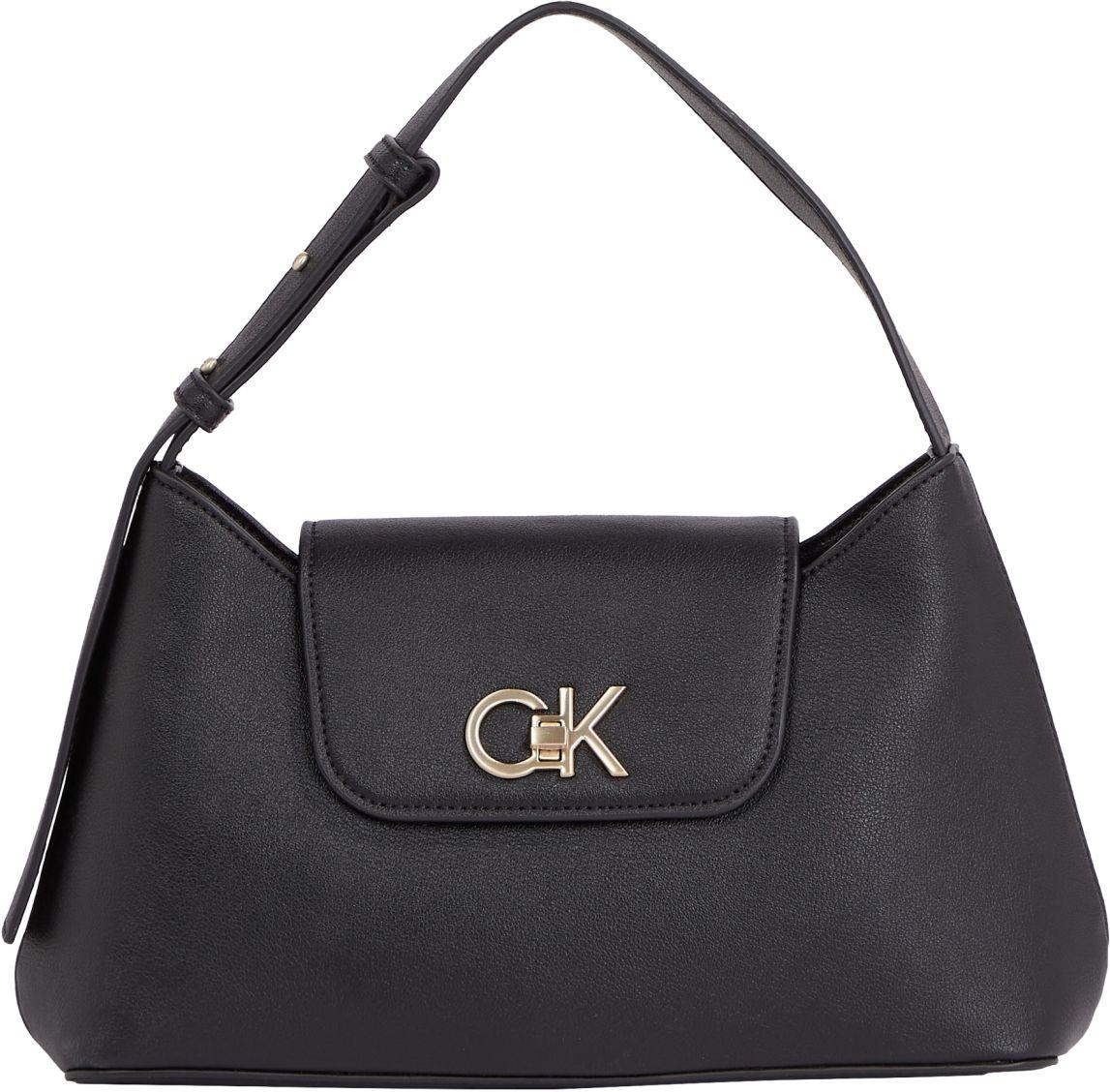 elegante Schultertasche Calvin Klein Re-Lock schwarz Drehverschluss