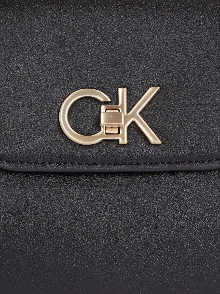elegante Schultertasche Calvin Klein Re-Lock schwarz Drehverschluss