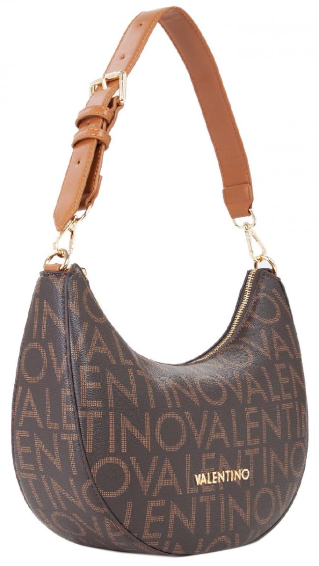 elegante Schultertasche Valentino Logoprint braun Regina RE
