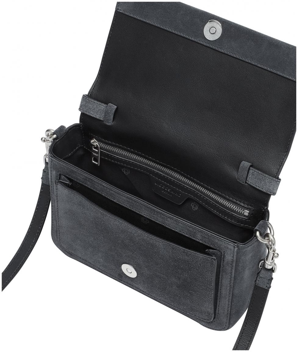 elegante Überschlagtasche dunkelgrau Velours Liebeskind Lea Crossbody S Rooftop