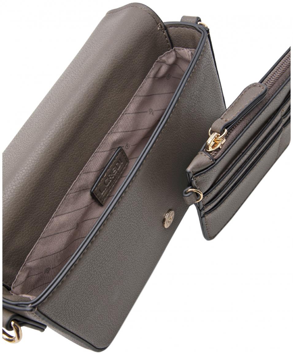 elegante Umhängetasche mit Organizer L.Credi Jane Dark Taupe nachhaltig