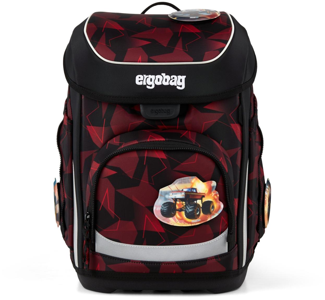 ergobag Schultaschenset UnaufhaötBär Cubo schwarz rot Monster Truck