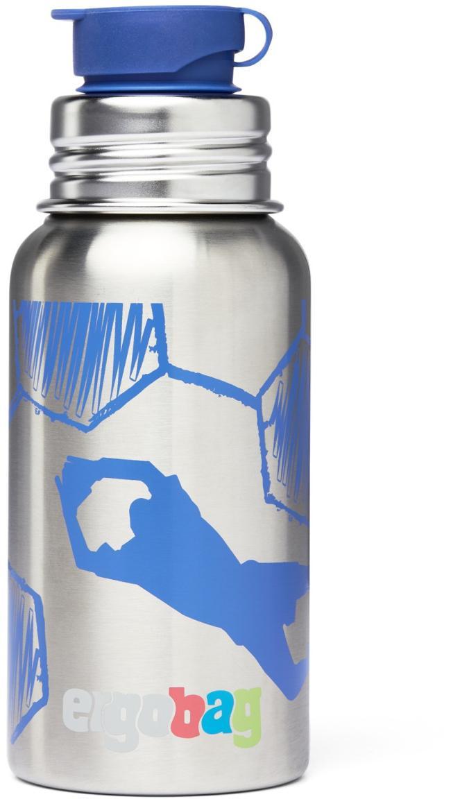 ergobag Wasserflasche aus Edelstahl Torwart Fußball blau
