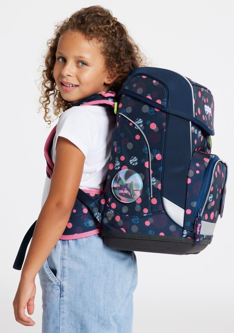ergobag cubo PhantBärsiewelt Einhörner Punkte dunkelblau pink Schulrucksackset