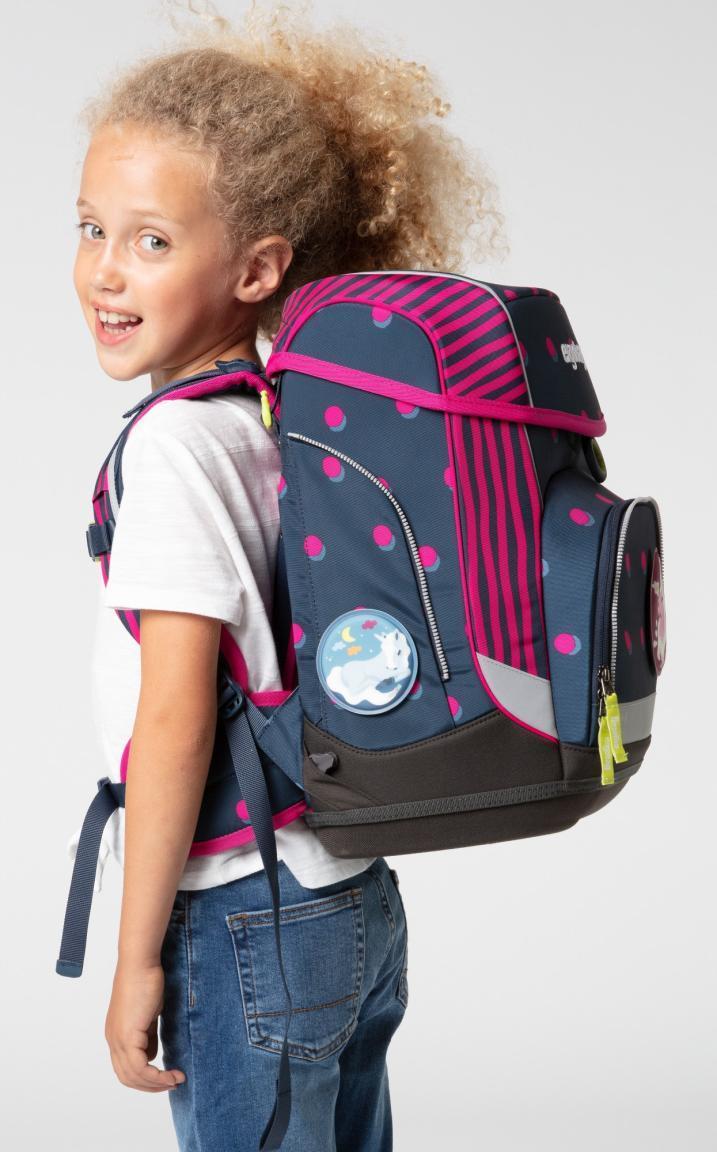 ergobag cubo Schulrucksack Set lila pink Pferde Sportbeutel Federpennal