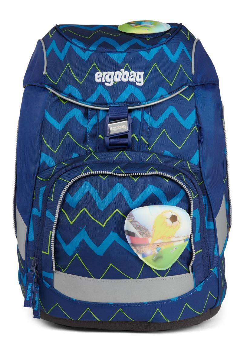 ergobag pack Schulranzenset FallrückziehBär blau zickzack Fußball 6teilig