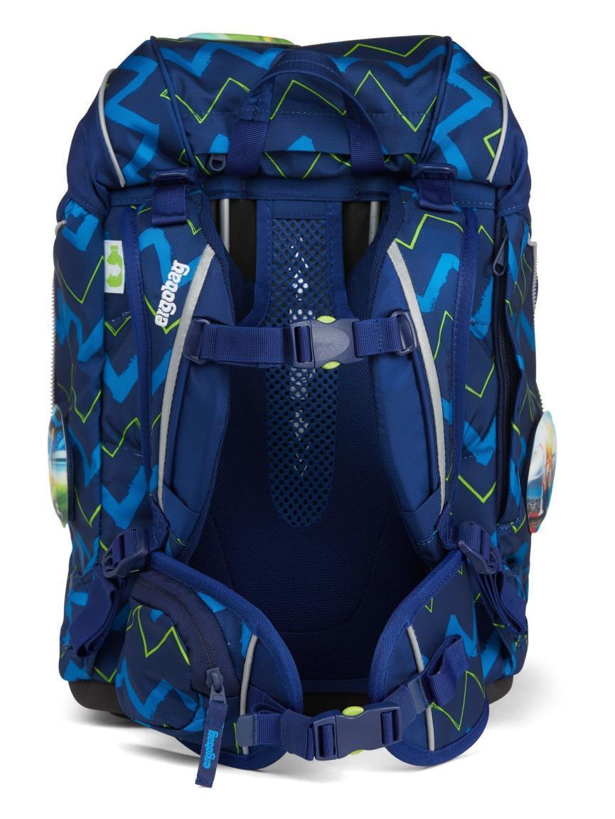 ergobag pack Schulranzenset FallrückziehBär blau zickzack Fußball 6-teilig