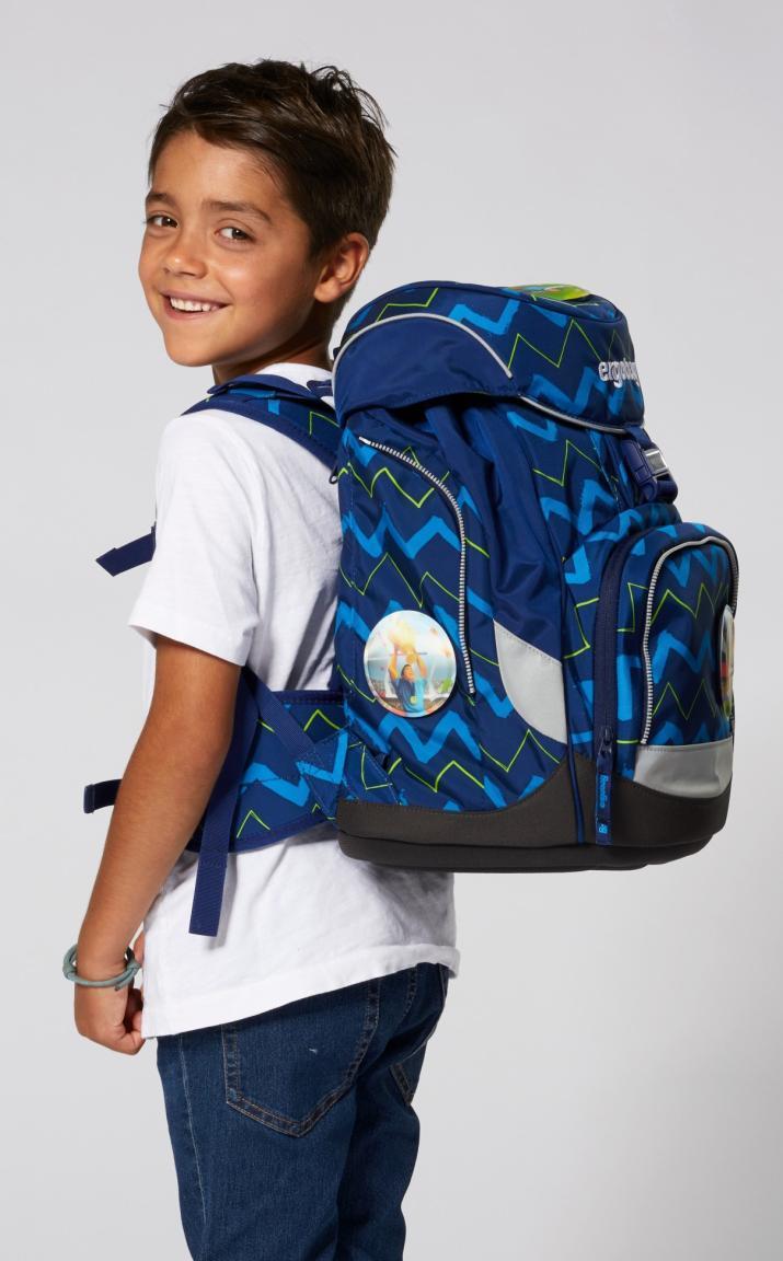 ergobag pack Schulranzenset FallrückziehBär blau zickzack Fußball 6-teilig
