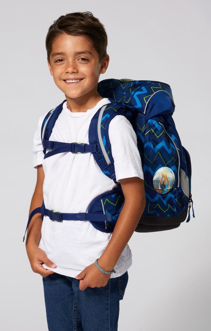 ergobag pack Schulranzenset FallrückziehBär blau zickzack Fußball 6-teilig
