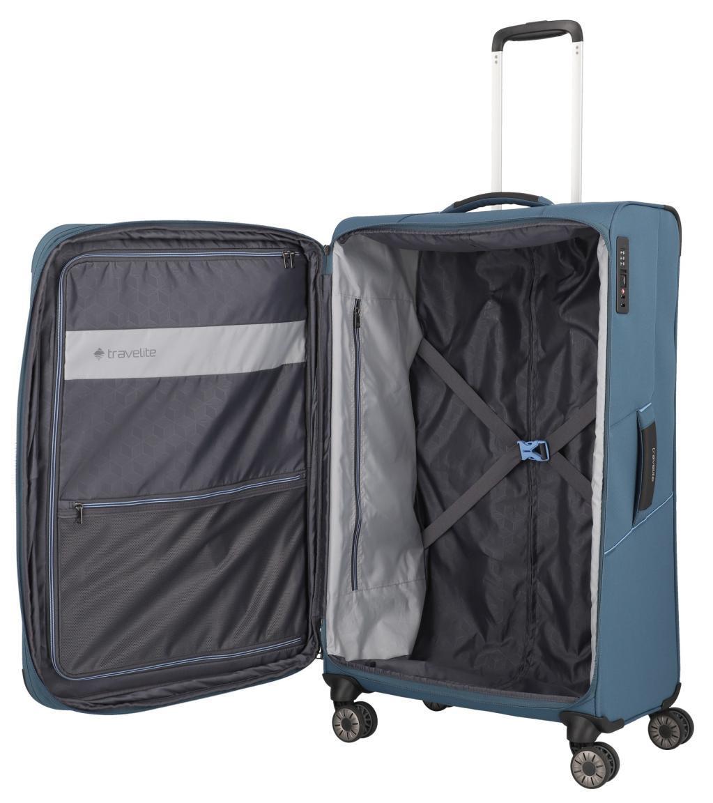 erweiterbarer Flugkoffer Pnoramablau 4-Rad-Trolley Travelite 77cm Skaii L 77cm