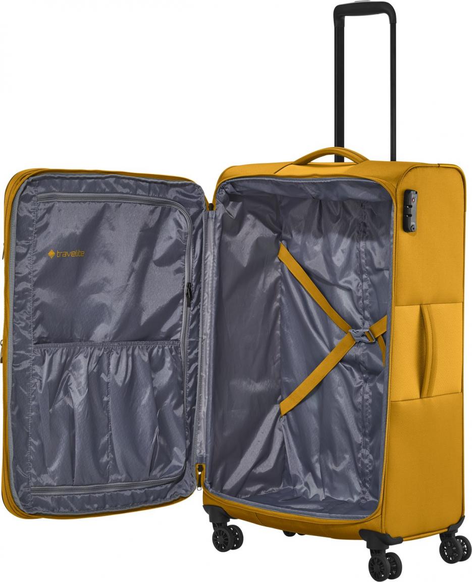 erweiterbarer Flugkoffer Travelite Croatia 4w Trolley L 77cm Curry gelb