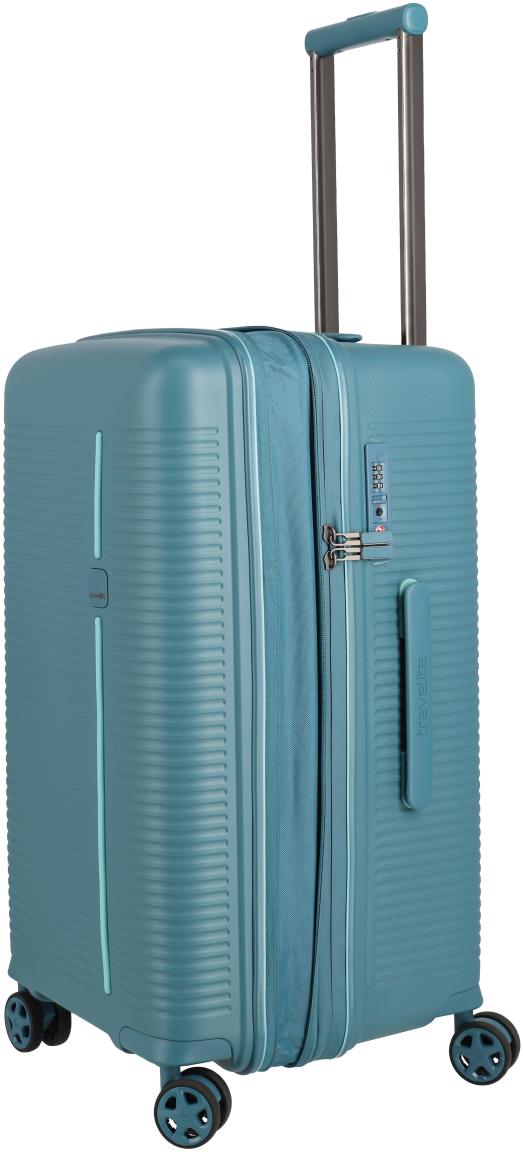 erweiterbarer Hartschalenkoffer Travelite Roomer 4w Trunk M 66cm Aqua