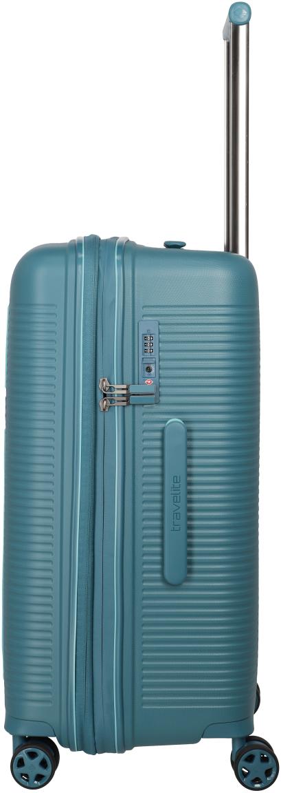 erweiterbarer Hartschalenkoffer Travelite Roomer 4w Trunk M 66cm Aqua