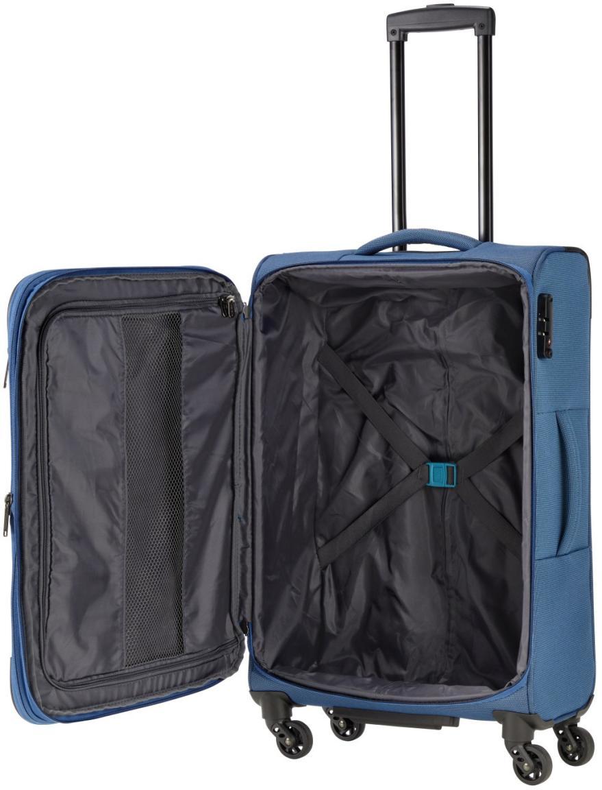 erweiterbarer Koffertrolley Travelite Story M 67cm 4-Rad petrol