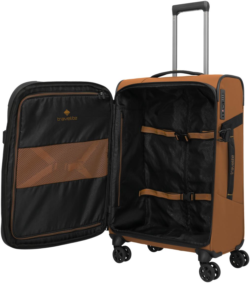 erweiterbarer Koffertrolley orangebraun Travelite Briize M 67cm Curry