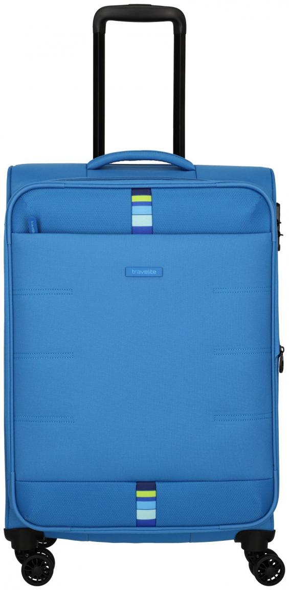 erweiterbarer Reisekoffer 4w Trolley M 67cm Medium Blue Travelite Rügen